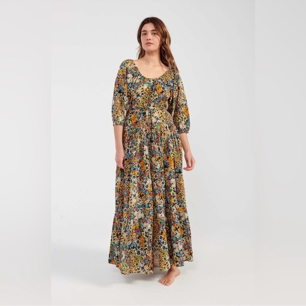 Apiece Apart Multicolor maxi Sundress 3/4 balloon sleeve size XS